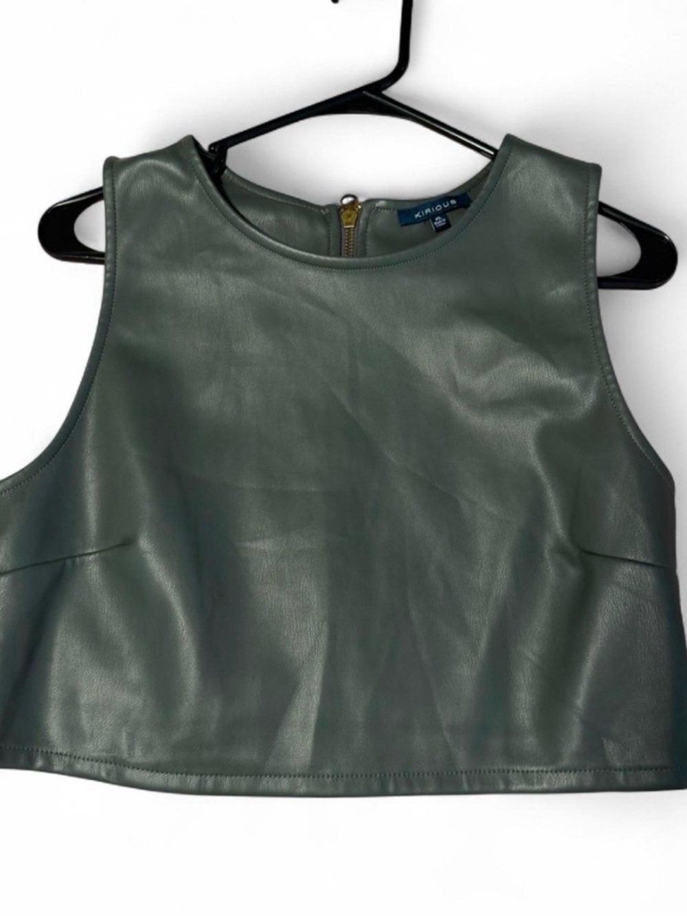 Kirilou Forest Green Faux Leather Crop Top